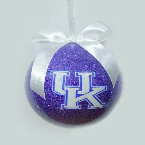 4" Blue and White Kentucky Glitter Christmas Ball Ornament