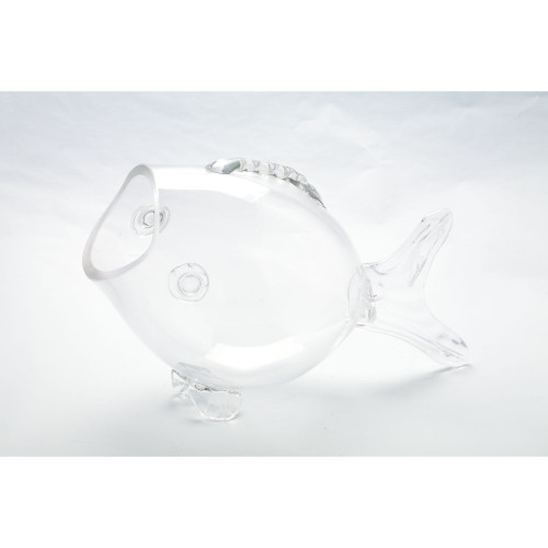 14.5" Clear Contemporary Hand Blown Fish Tabletop Decor