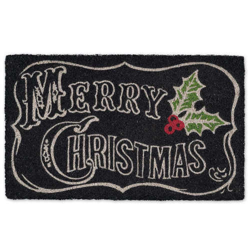 Black and White Merry Christmas Chalkboard Doormat 18" x 30"