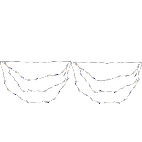 Set of 150 Blue and Clear Mini Swag Christmas Lights - 7.5 ft White Wire
