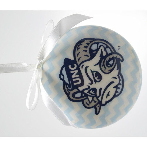 3" White UNC Logo Chevron Christmas Ornament