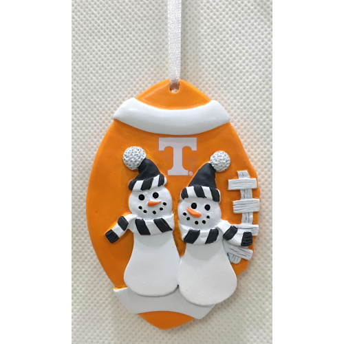 3.25" Tennessee Volunteers Football Double Snowman Christmas Ornament