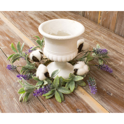 4.5" Cotton and Lilac Candle Ring