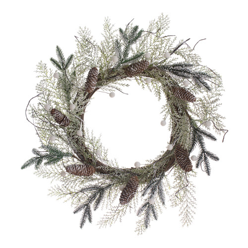22" White and Green Vintage Christmas Wreath