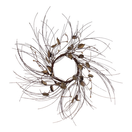 Set of 4 Long Needle and Cedar Brown Husk Candle Ring