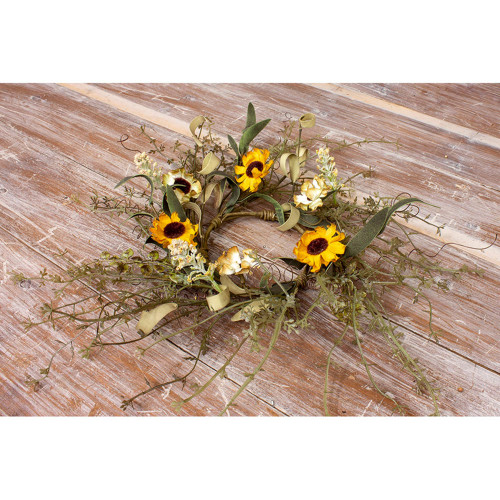Set of 4 Cream Beige and Yellow Sunflower Candle Ring