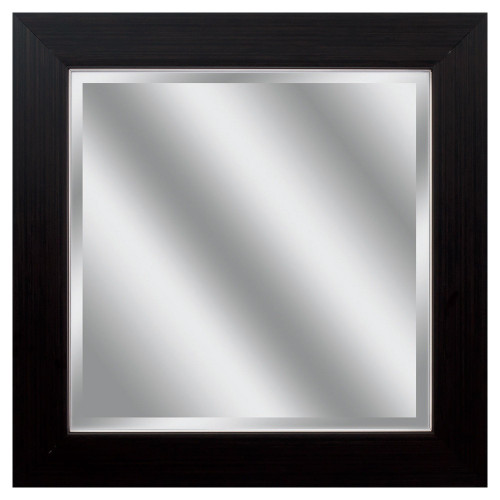 14" Clear and Black Contemporary Beveled Square Wall Mirror
