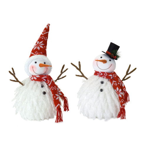 Set of 4 White and Red Foam Snowman Table Top Figurine 21.75"