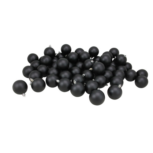60ct Jet Black Shatterproof Matte Christmas Ball Ornaments 2.5 inches 60mm