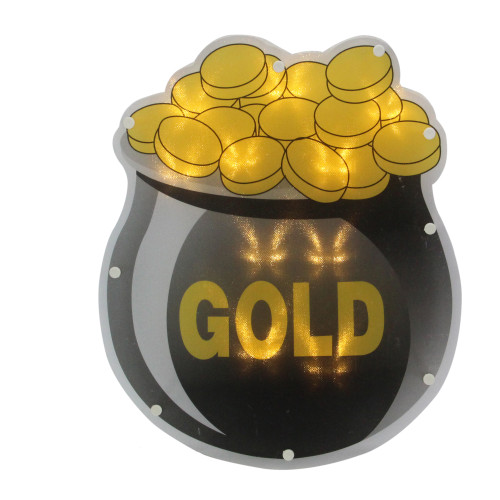 12 LED Light Irish St. Patrick's Day Pot of Gold Window Silhouette Decor