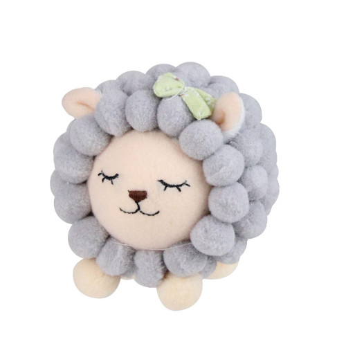 4.75" Gray and Pink Plush Baby Lamb Spring Easter Decor