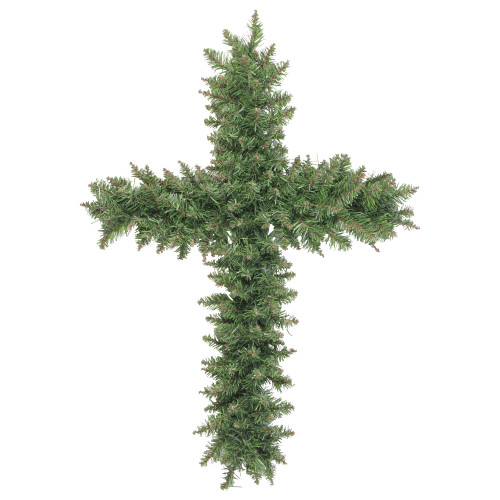 Artificial Pine Cross Shaped Wreath with Ground Stake - 22" - Unlit