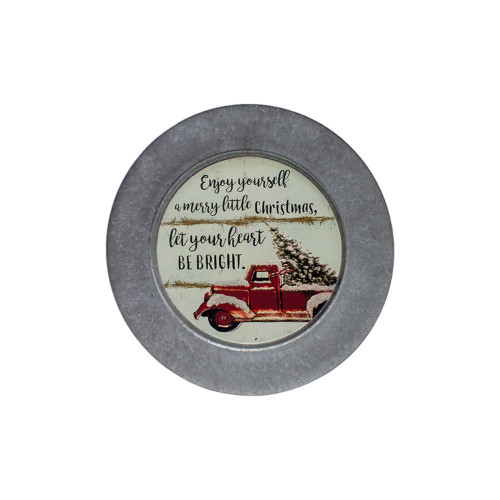 13" Galvanized Gray and White Truck Plate