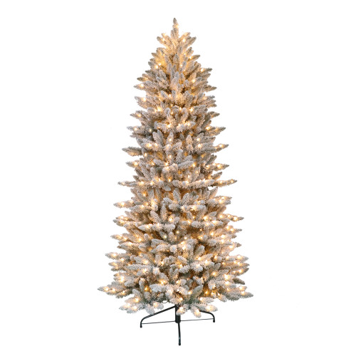 6.5’ Pre-Lit Flocked Fraser Fir Artificial Christmas Tree - Clear Lights - 33400707