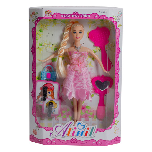 11" Pink Beautiful Fashion Diva Play Doll with Multiple Accessories