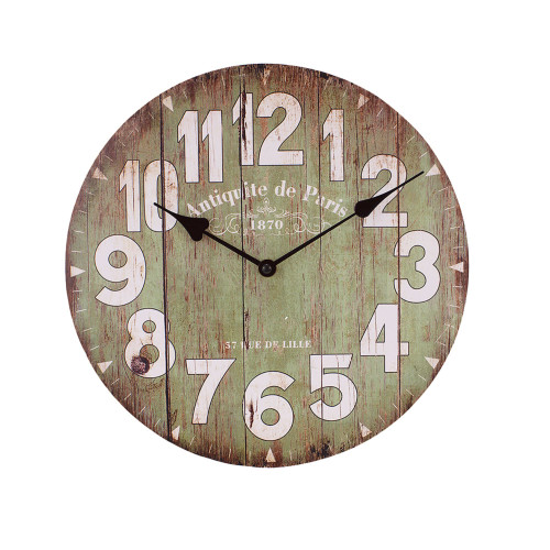 11.75" Antiquite de Paris Distressed Green Clock