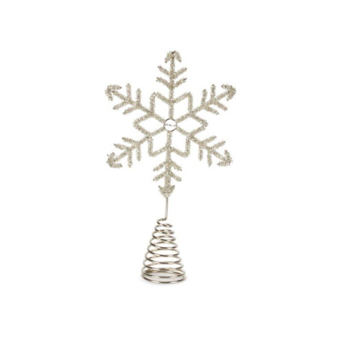 Set of 6 Lighted LED Bead Snowflake Christmas Tree Topper - White Lights, 11"
