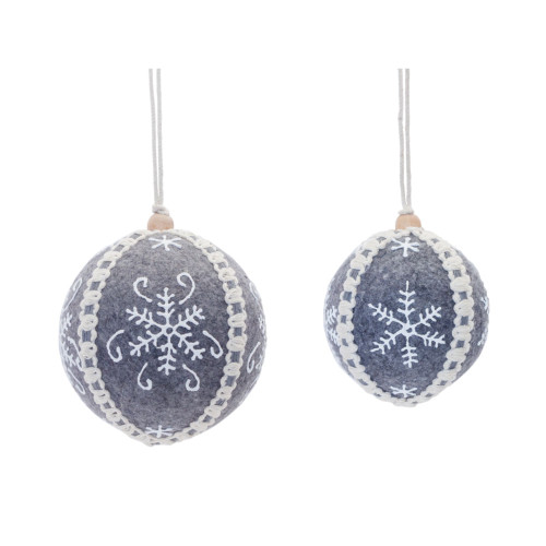 Set of 12 Gray and White Snowflake Christmas Ball Ornaments 4.5"