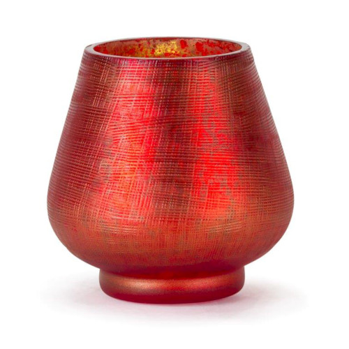 Set of 3 Metallic Red Rustic Solid Cup Candle Holder 4"