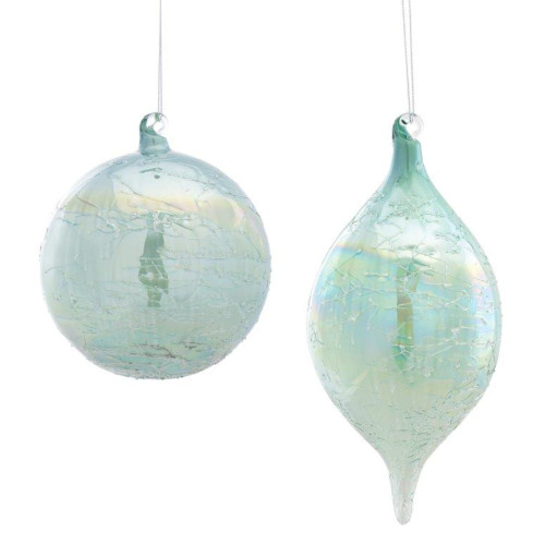 Set of 12 Blue and Green Assorted Glass Christmas Ornament, 8.25"
