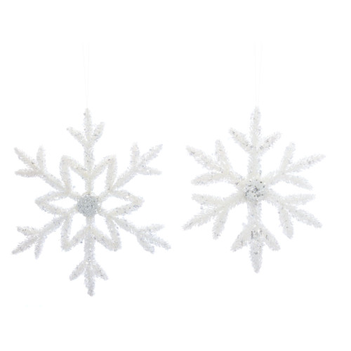 Set of 12 Silver Glittered Snowflake Christmas Ornaments, 14.5"
