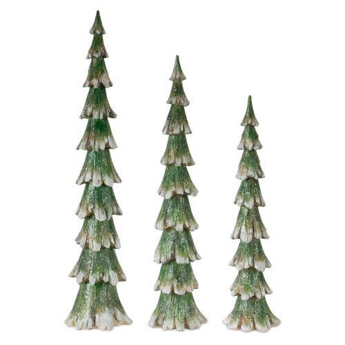 Set of 3 Green and White Christmas Tree Tabletop Decors 23.75"