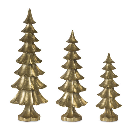 Set of 6 Gold Christmas Tree Tabletop Decors, 18"