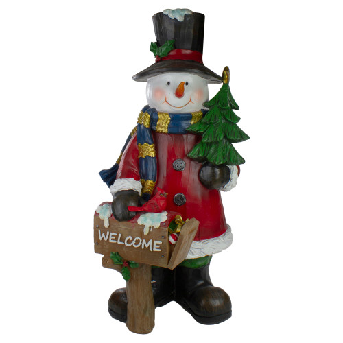 31" Snowman with Welcome Mailbox Christmas Decoration