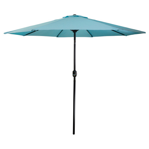 9ft Outdoor Patio Market Umbrella with Hand Crank and Tilt, Turquoise Blue