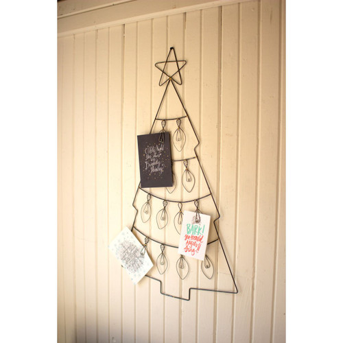 14.5" Matte Black Hanging Wire Christmas Tree Card Holder