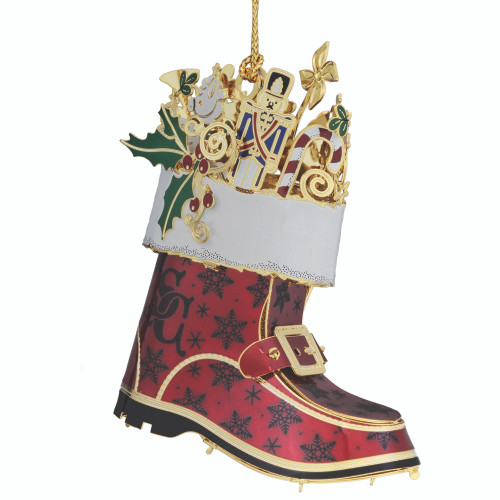 3" Red and White Santa's Boot 3D Christmas Ornament