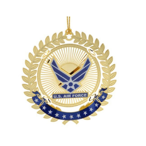 2.5" Gold and Blue Collectible Keepsakes United States Air Force Logo Christmas Ornament