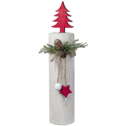 Forest Tree on Wooden Base with Pinecones Christmas Decoration - 10.75"