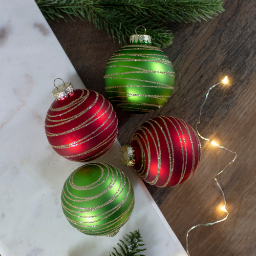 6 Pack 2.75 70mm Red and Black Swirl Ball Ornaments