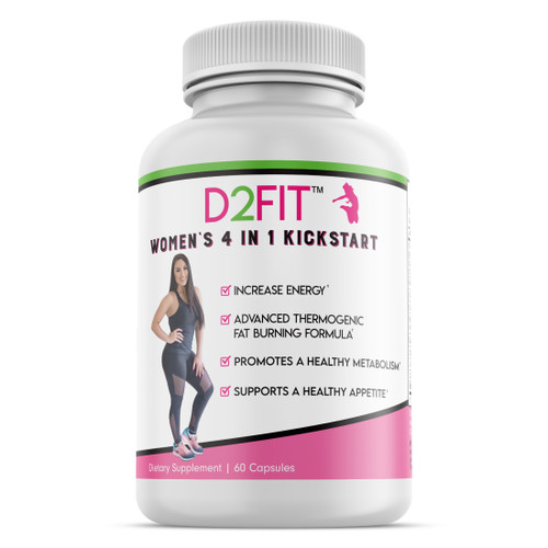 D2Fit Women’s 4 in 1 Kickstart Thermogenic Supplement - 60 Capsules (1 Month)