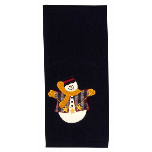 Set of 2 Black and White String of Stars Snowman Towel, 28"
