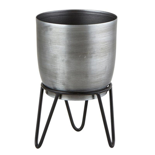 5" Silver Metal Mini Indoor Planter on Stand