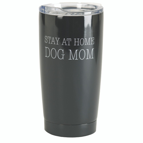 7" Black and Silver "Stay At Home Dog Mom" Travel Mug 20 oz.