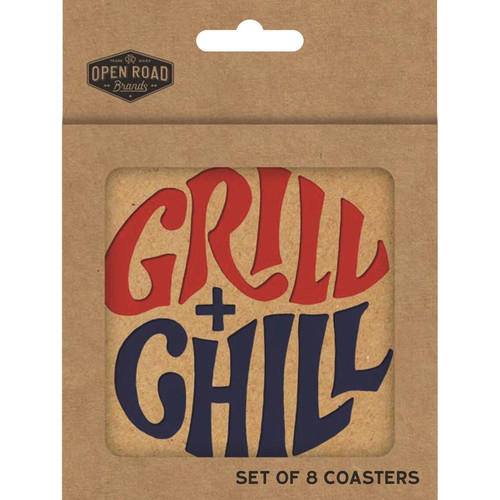 Open Road Brands Grill + Chill Coasters Chip Board 8 pk - Case Of: 4;