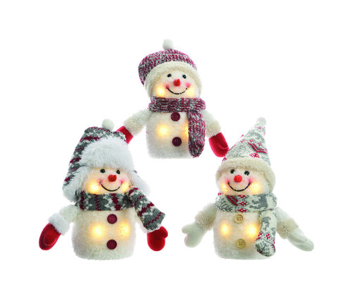 Decoris LED Assorted Plush Snowman Christmas Decor - Case Of: 24; Each Pack Qty: 1;
