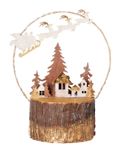 Roman Santa Flying Over Village Christmas Decoration Brown MDF 1 pk - Case Of: 1; Each Pack Qty: 1