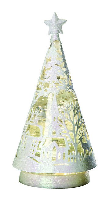 Roman Tree Nightlight Christmas Decoration White/Frost Plastic 1 pk - Case Of: 1; Each Pack Qty: 1