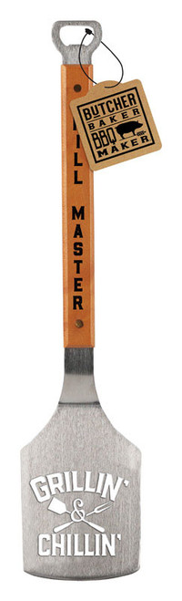 Open Road Brands Butcher Baker BBQ Maker Grillin' & Chillin' Bottle Opener/Spatula Metal/Wood 1 - Case Of: 4;