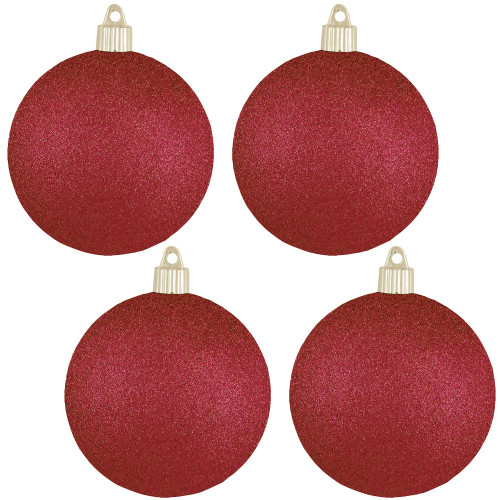 4ct Ruby Red Shatterproof Christmas Ball Ornaments 4" (100mm)