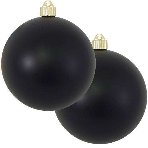 2ct Soot Black Shatterproof Christmas Ball Ornament  6" (150mm)