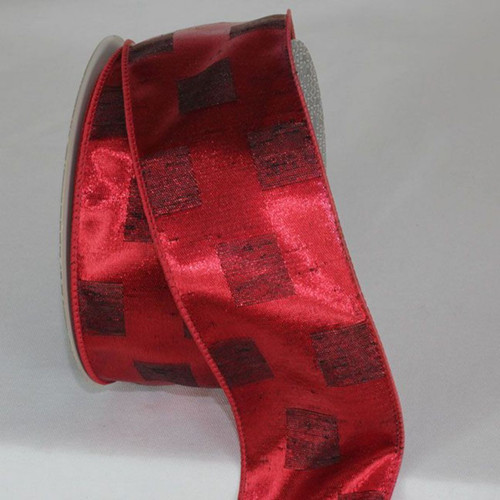 Red Square Wired Craft Ribbon 2.5" x 20 Yards