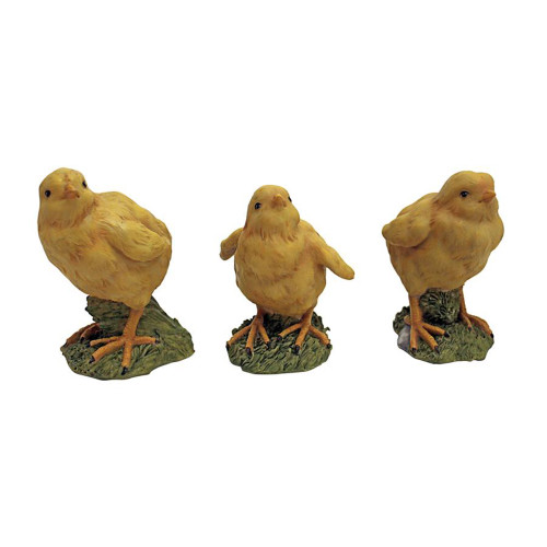 Set of 3 Hatching Chicks Babies Outdoor Garden Statues 5"