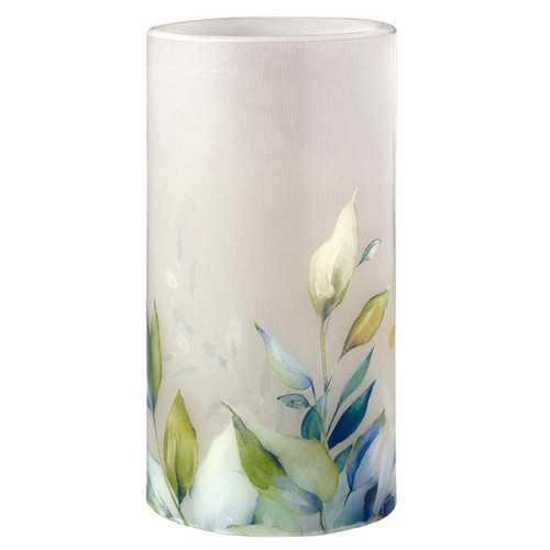 8" Blue and White Decorative LED Candle with Floral Design