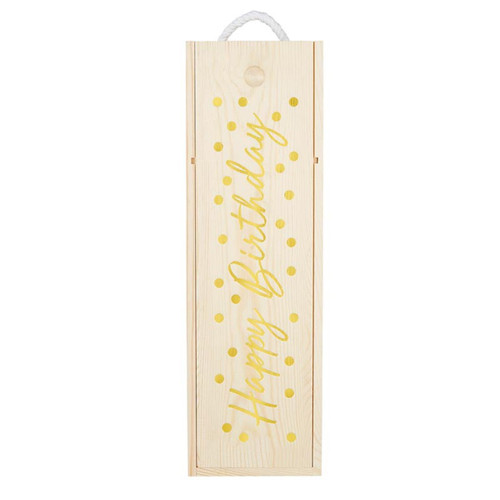 13.50" Beige and Gold HAPPY BIRTHDAY Stylish and Fashionable Wine Box
