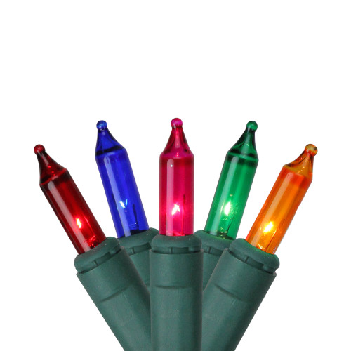 Set of 100 Multi-Color Synchronized Musical Mini Christmas Lights - Green Wire - 318332